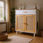 Okak Modern Storage Cabinet with Cat Scratcher Pantry Cabinet with Storage Drawers Side Table for Living Room Hallway White