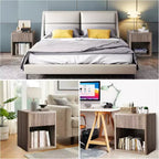Acekool Set of 2 Modern Farmhouse Wooden Nightstands with Fluted Drawers Large Storage Bedside End Tables for Bedroom and Living Room
