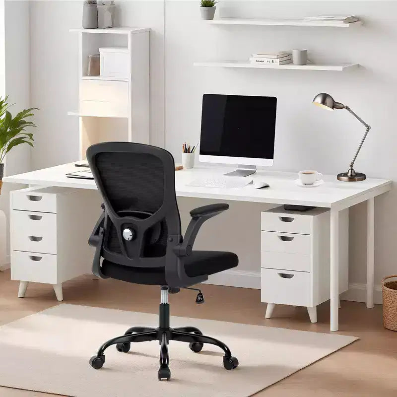 Mesh Office Chair with Adjustable Lumbar Support -Up Armrest Rolling Work Chair Comfy Computer Chair