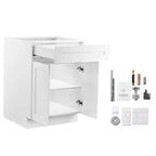 VEVOR Shaker Base Cabinet with Drawer 24-Inch Unassembled Drawer Base Cabinet 24 W x 24 D x 34.5 H Ready to Assemble Cabinet White