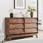 Vintage Chest of Drawers 6 Drawer Dresser with Bevel Design TV Stand for Bedroom Living Room Entryway and Closet