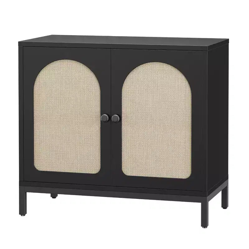 COZONY Rattan Sideboard Buffet Cabinet with Adjustable Shelf Kitchen Storage Cabinet for Living Room Hallway Entryway