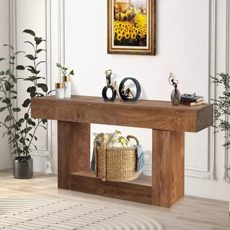 Table de canapé rectangulaire en bois