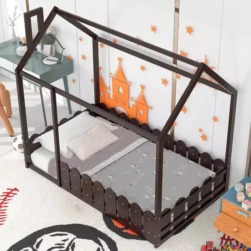 Cadres de lit baldaquin en bois pour maisonnette