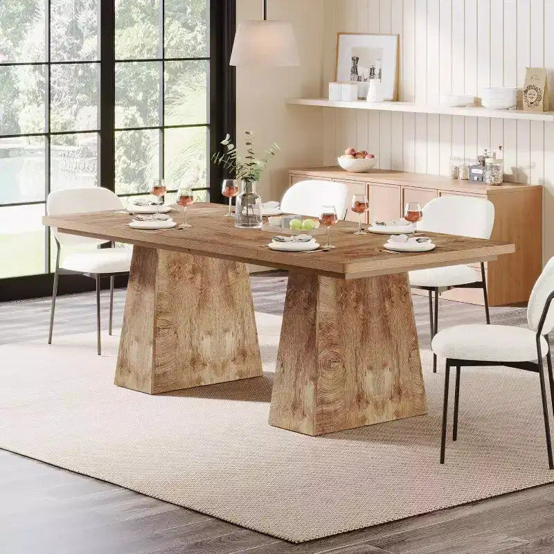 Lantine Dining Table for 4-6 63Modern Kitchen Table with Sturdy Tapered Wood Legs for Dining Room Kitchen Living Room