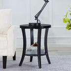Table d'appoint ronde en bois noir