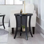 Table d'appoint ronde en bois noir