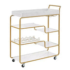 NAYSAYE 6 Tier Bar Cart Retro Style Rolling Serving Cart with Wine Rack and Glass Holder for Kitchen and Dining Gold 35.63*13.98*40.35