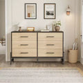 6 Chest of Dresser Wide Drawer Storage Dresser Freestanding Wood Closet Storage Dresser Chest for Living Room Bedroom Entryway