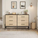6 Chest of Dresser Wide Drawer Storage Dresser Freestanding Wood Closet Storage Dresser Chest for Living Room Bedroom Entryway