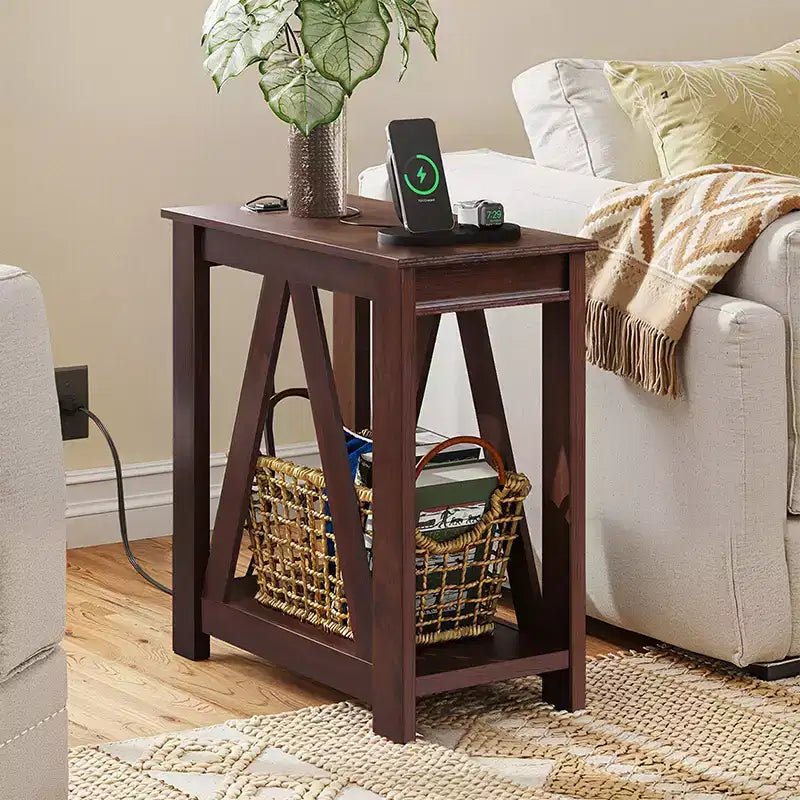 Table d'appoint mince avec station de recharge