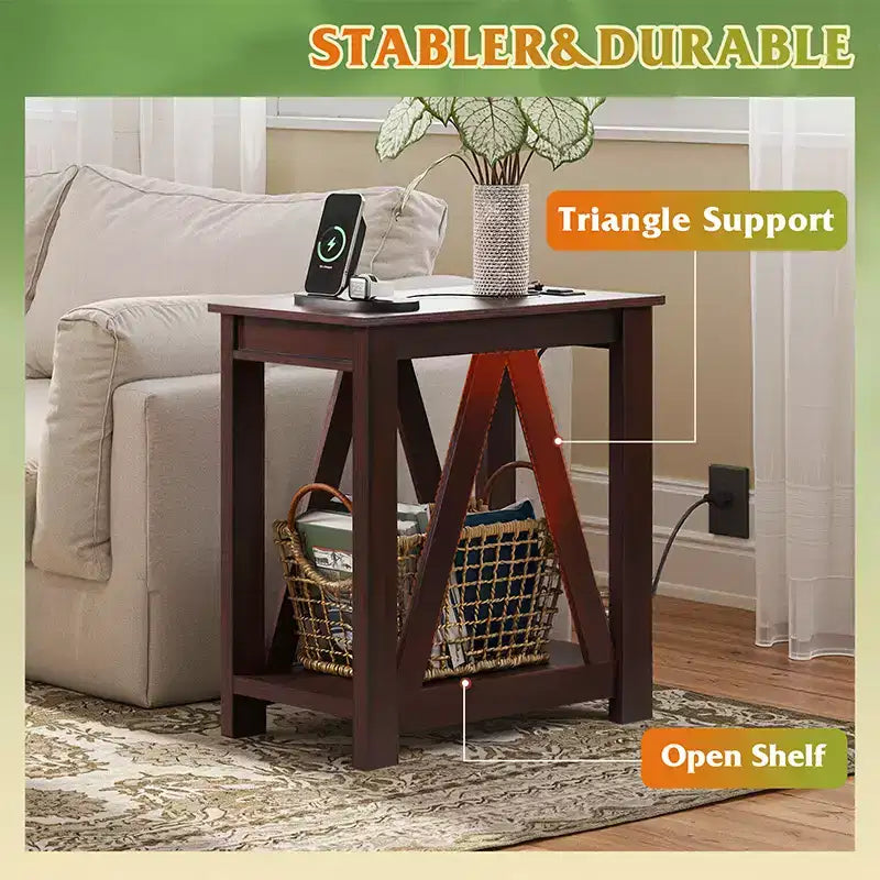 Table d'appoint mince avec station de recharge