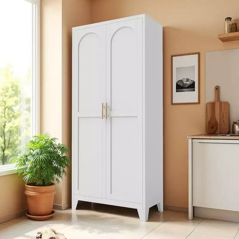 Okak Tall Storage Cabinet Storage Cabinet with 2 Doors and 5 Shelves Kitchen Cabinet for Living Room Hallway and Office