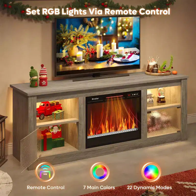 Meuble TV avec cheminée