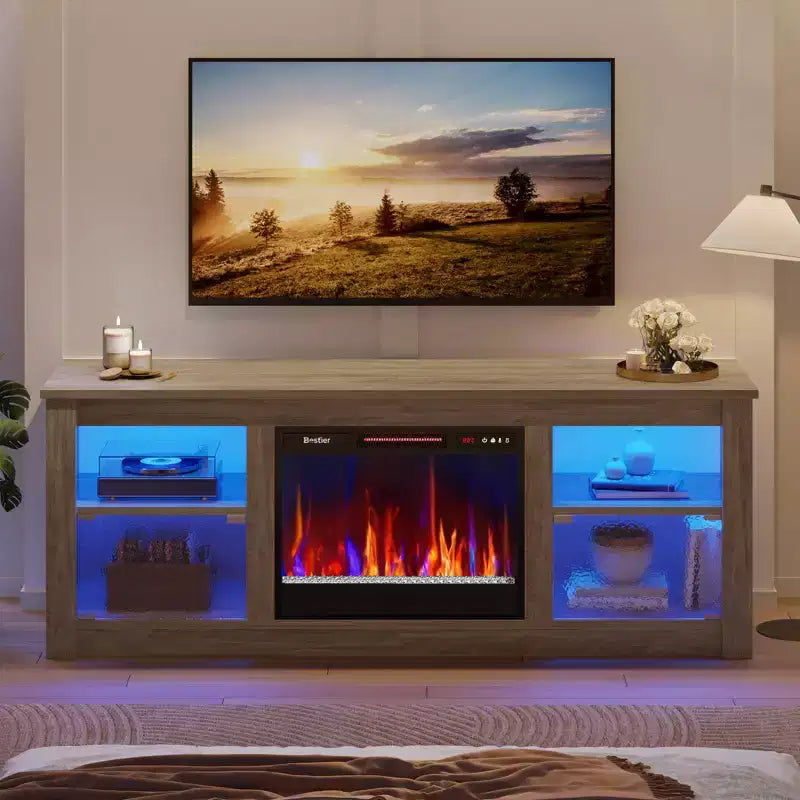 Meuble TV avec cheminée