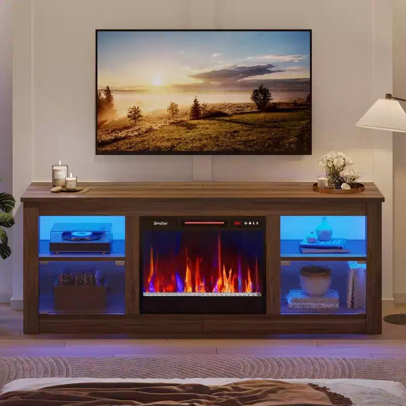 Meuble TV avec cheminée