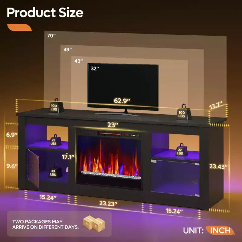 Meuble TV avec cheminée