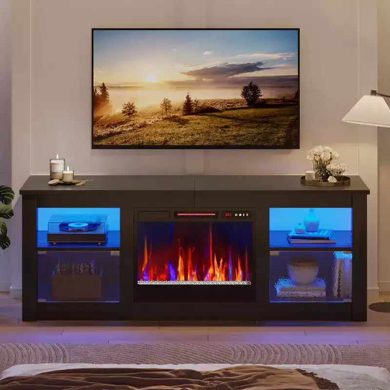 Meuble TV avec cheminée