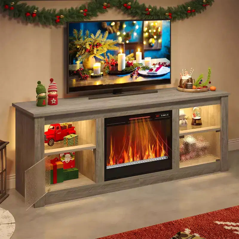 Meuble TV avec cheminée