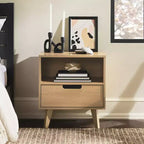 GDFStudio Nibley Mid-Century Modern Nightstand with Drawer and Tapered Legs