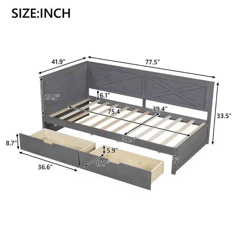 Cadre de lit de repos double rustique