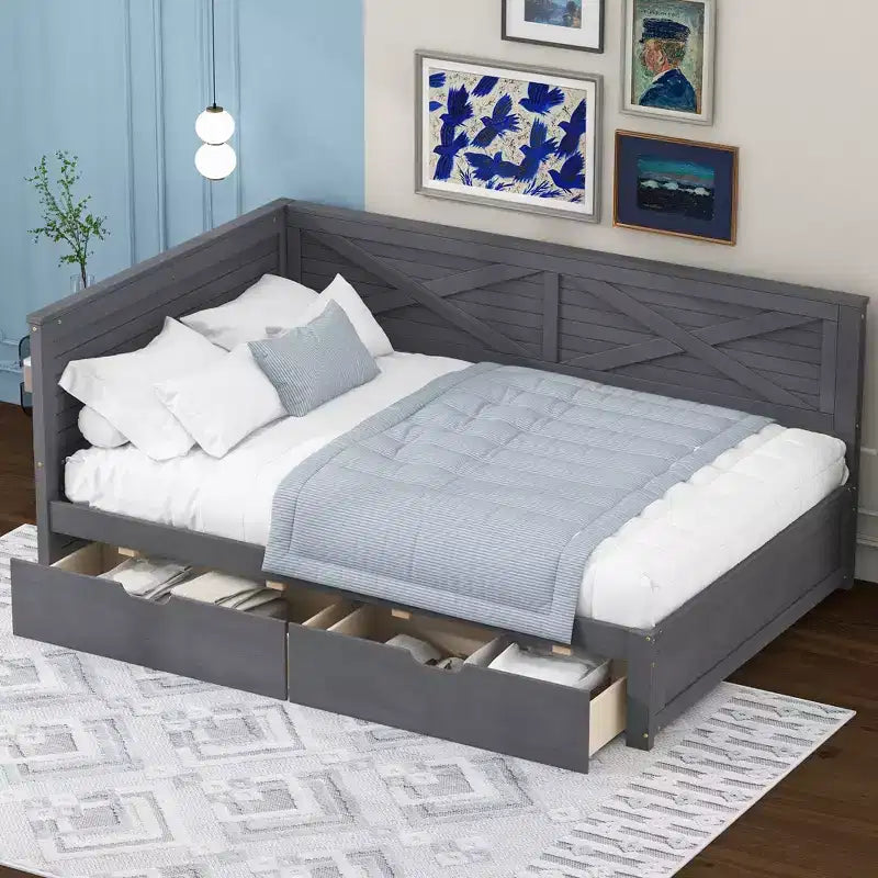 Cadre de lit de repos double rustique