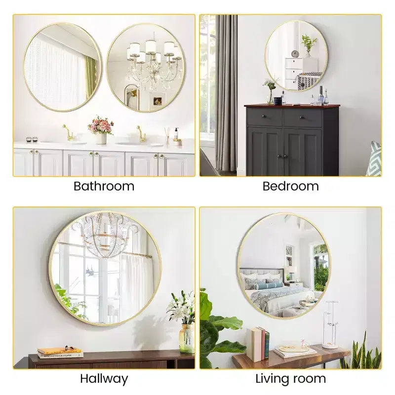 Miroir mural rond avec cadre en métal