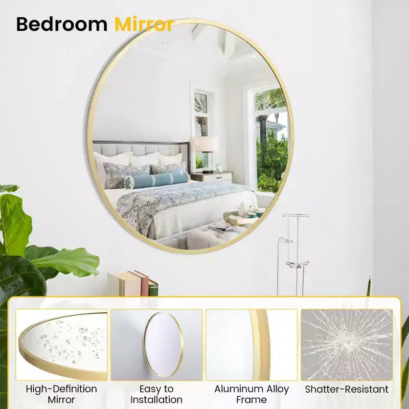 Miroir mural rond avec cadre en métal