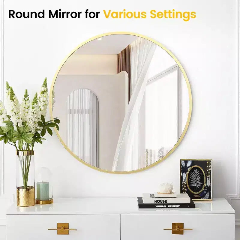 Miroir mural rond avec cadre en métal