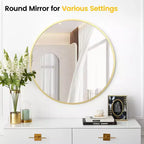 Miroir mural rond avec cadre en métal