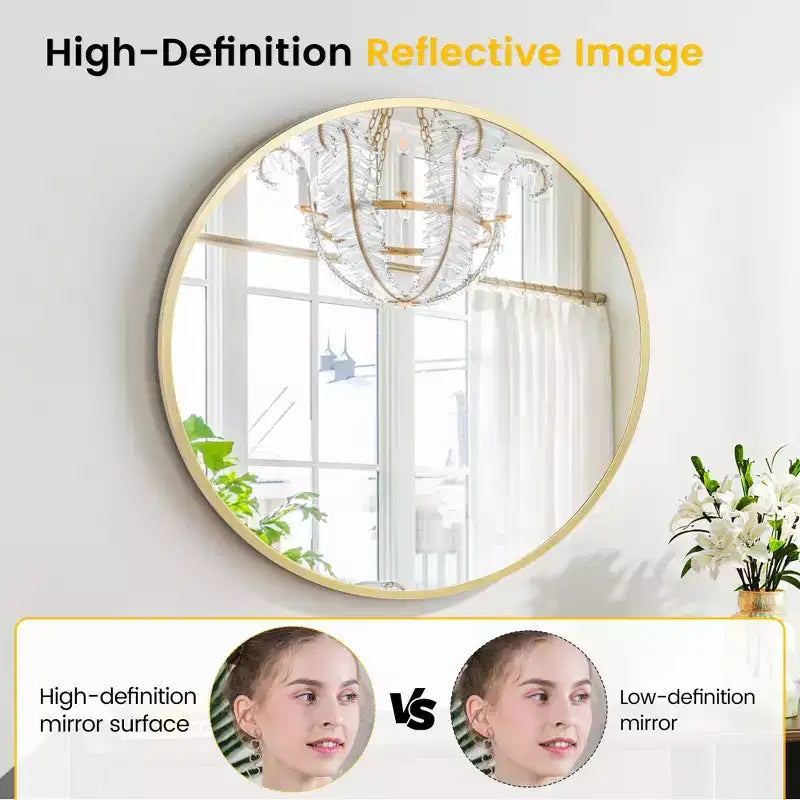Miroir mural rond avec cadre en métal