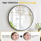 Miroir mural rond avec cadre en métal