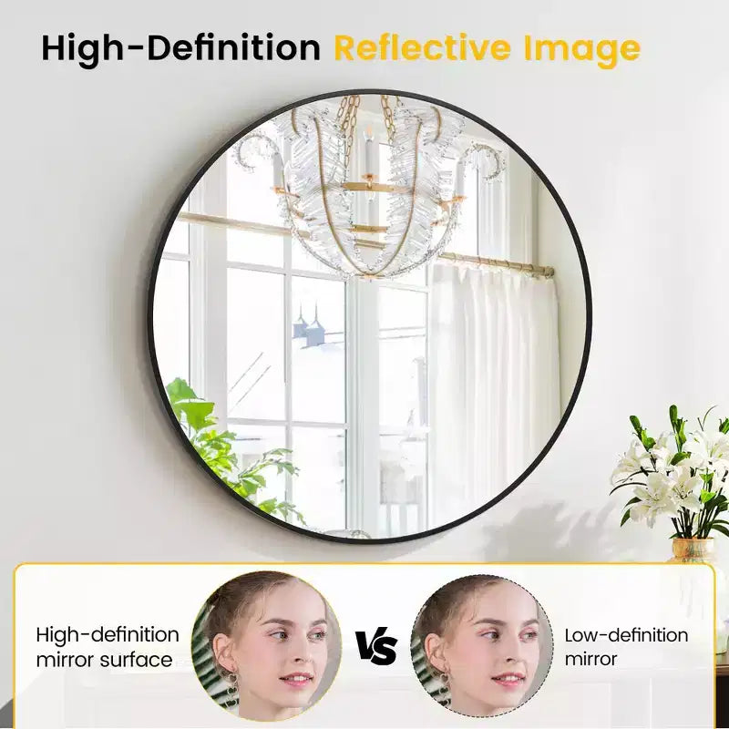 Miroir mural rond avec cadre en métal