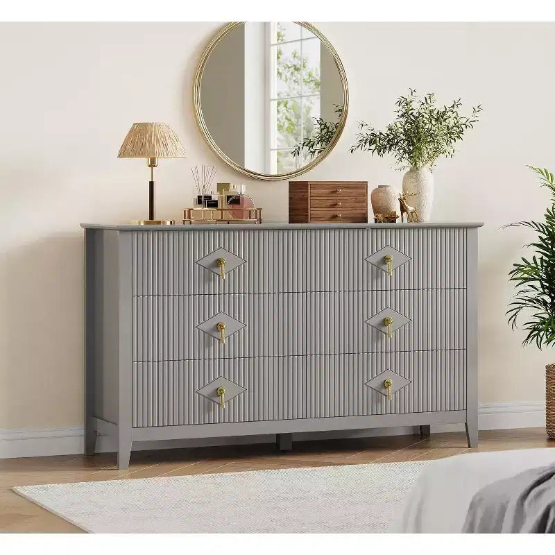 Commode de chambre avec tiroirs cannelés, style moderne