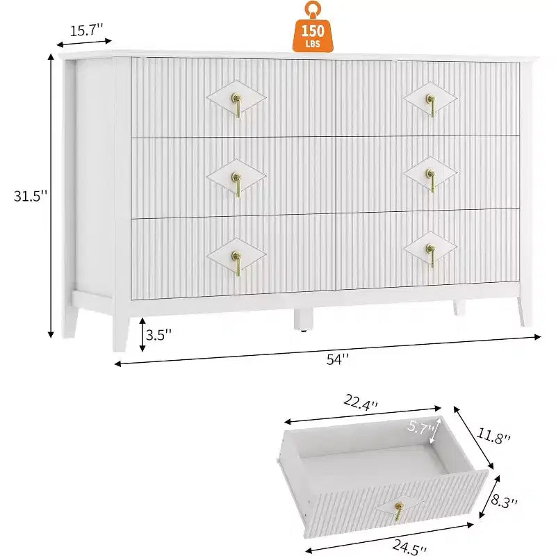 Commode de chambre avec tiroirs cannelés, style moderne