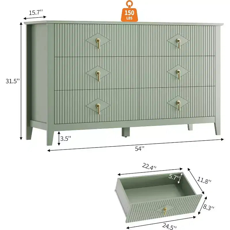 Commode de chambre avec tiroirs cannelés, style moderne
