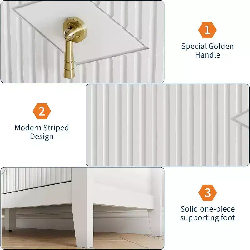 Commode de chambre avec tiroirs cannelés, style moderne