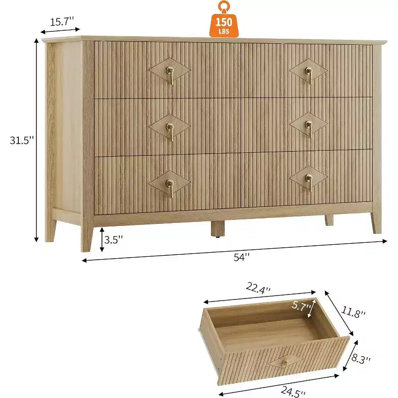 Commode de chambre avec tiroirs cannelés, style moderne