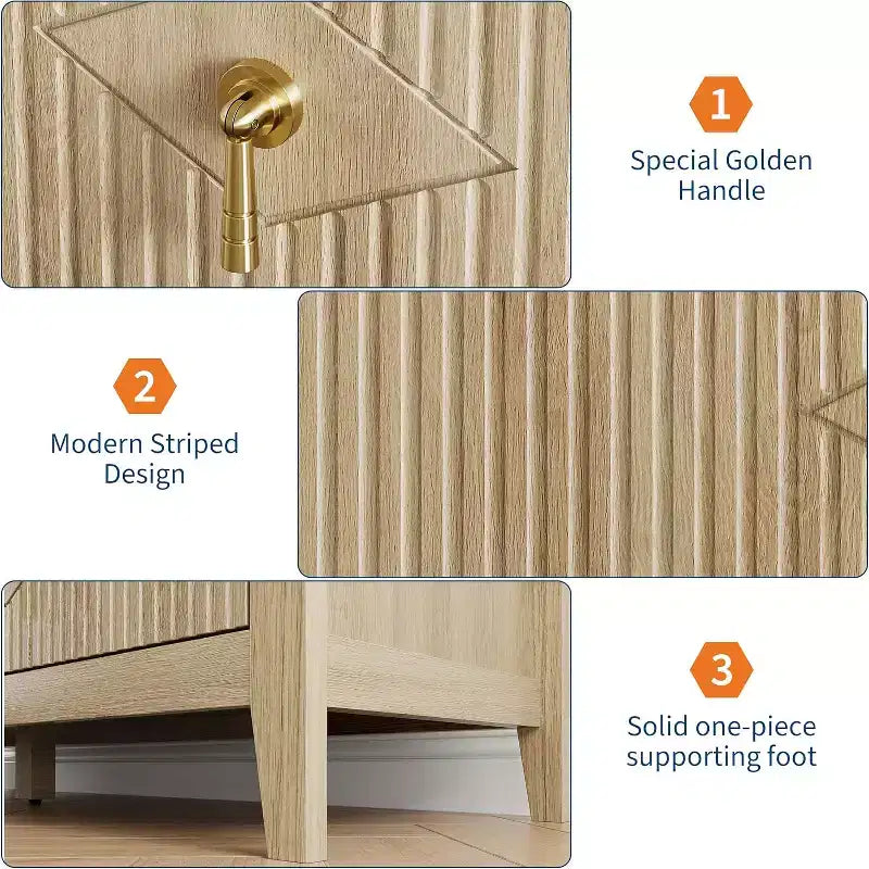 Commode de chambre avec tiroirs cannelés, style moderne