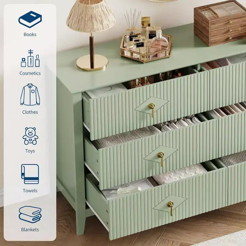 Commode de chambre avec tiroirs cannelés, style moderne