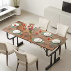 70.9in Rectangular Dining Table for 4-6 People Heavy Metal Wine Glass Shaped Leg Wear-Resistant Thickened Wooden Table Top For Kitchen Office Desk