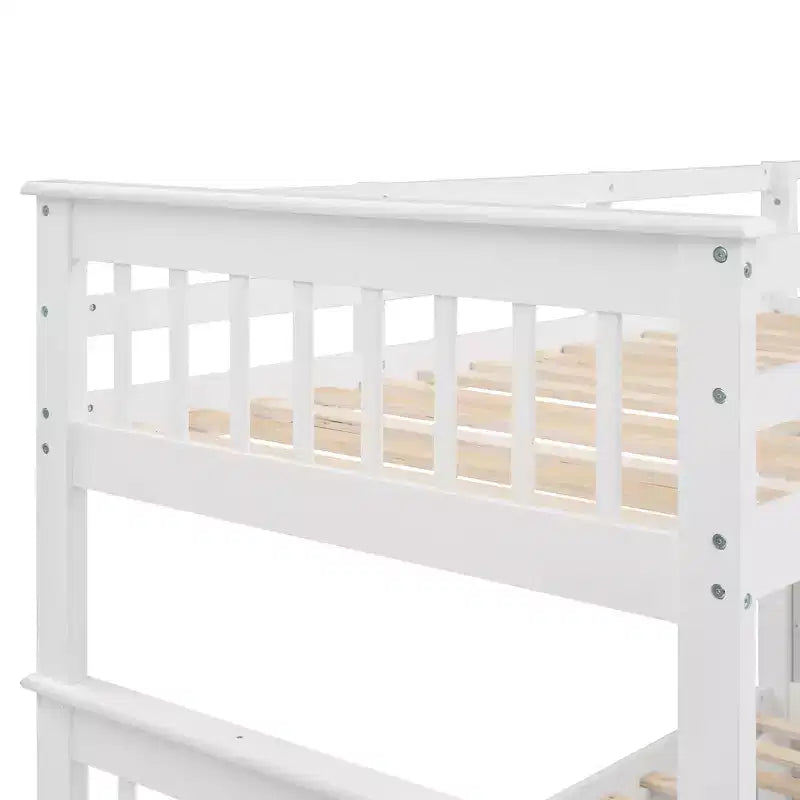Lit superposé jumeau sur grand lit double avec escalier intégré