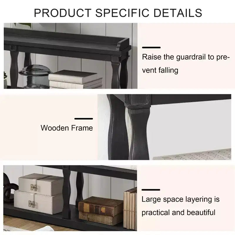 Console avec espaces de rangement ouverts