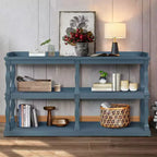 Okak Entry Table with 3-Tier Open Storage Spaces Console Table with Roman Column Effect Support Legs Narrow Console Table for Hallway