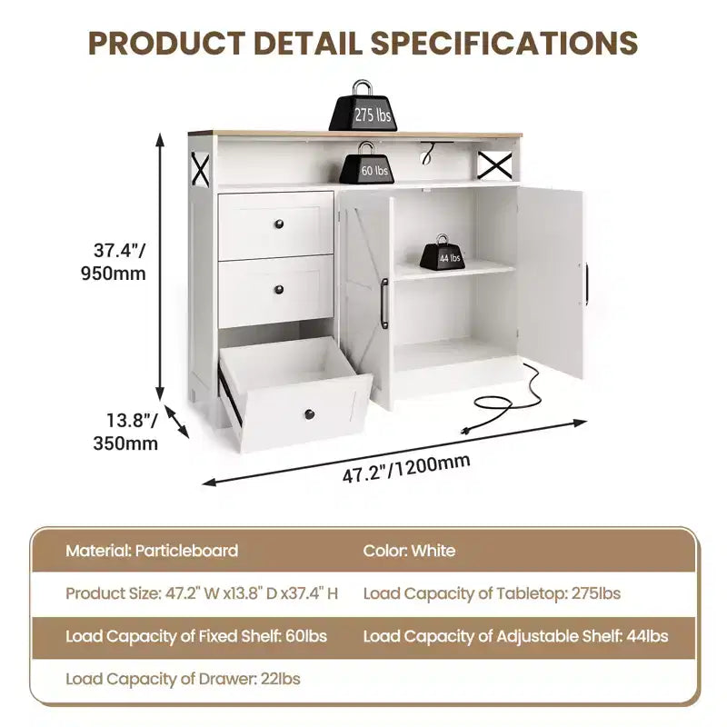 Meuble buffet avec prise électrique