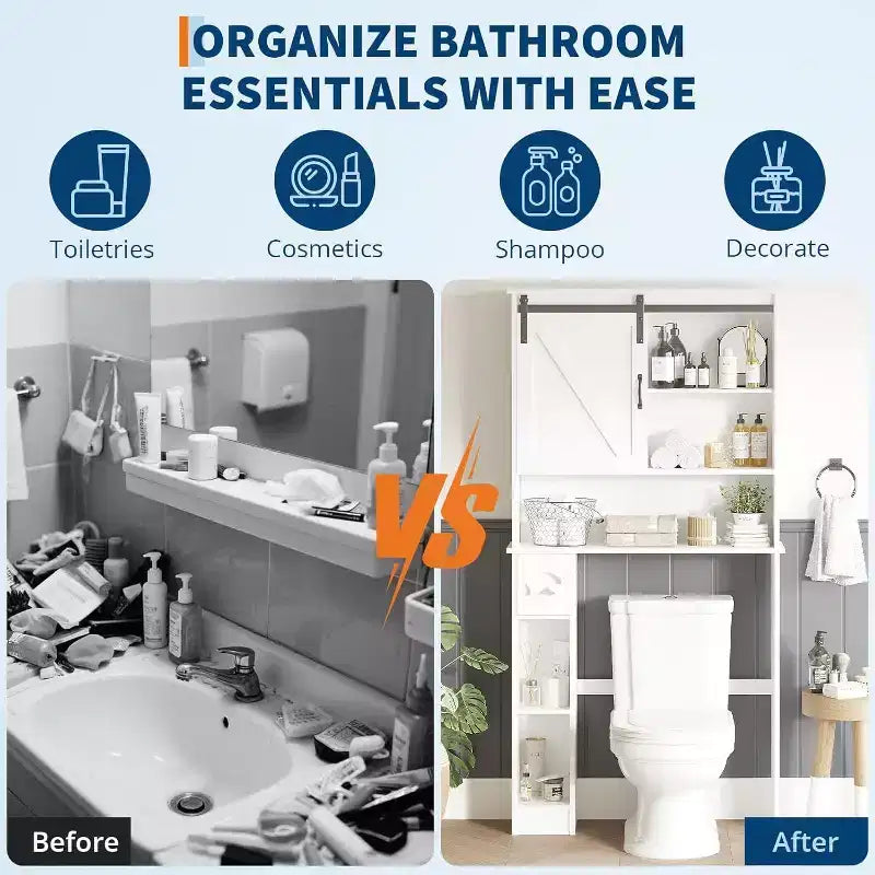 Meuble de rangement autoportant au-dessus des toilettes