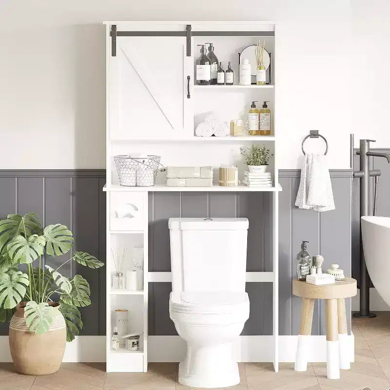 Meuble de rangement autoportant au-dessus des toilettes