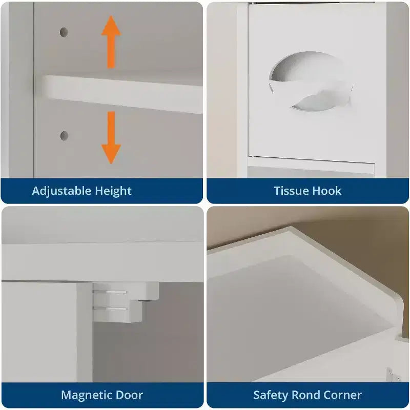 Meuble de rangement autoportant au-dessus des toilettes