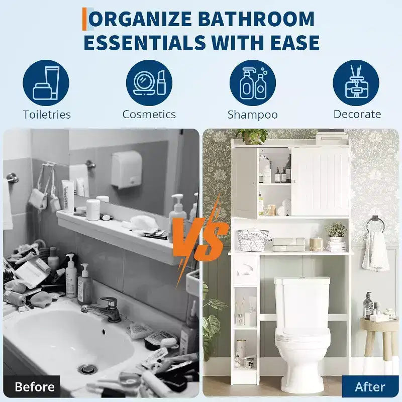 Meuble de rangement autoportant au-dessus des toilettes