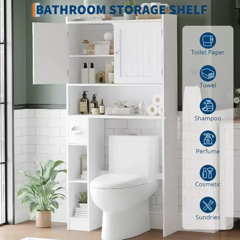 Meuble de rangement autoportant au-dessus des toilettes